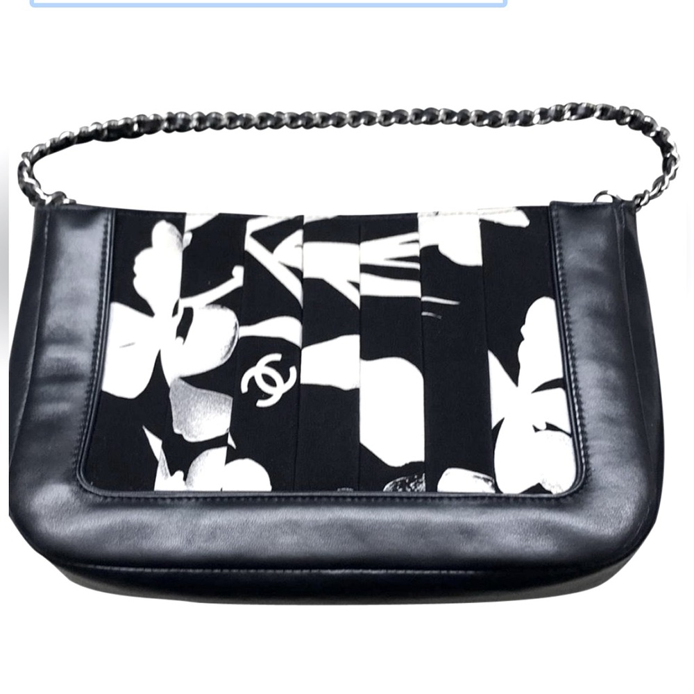 CHANEL COCO scarf bandana pochette Silk and lambskin leather handbag bag